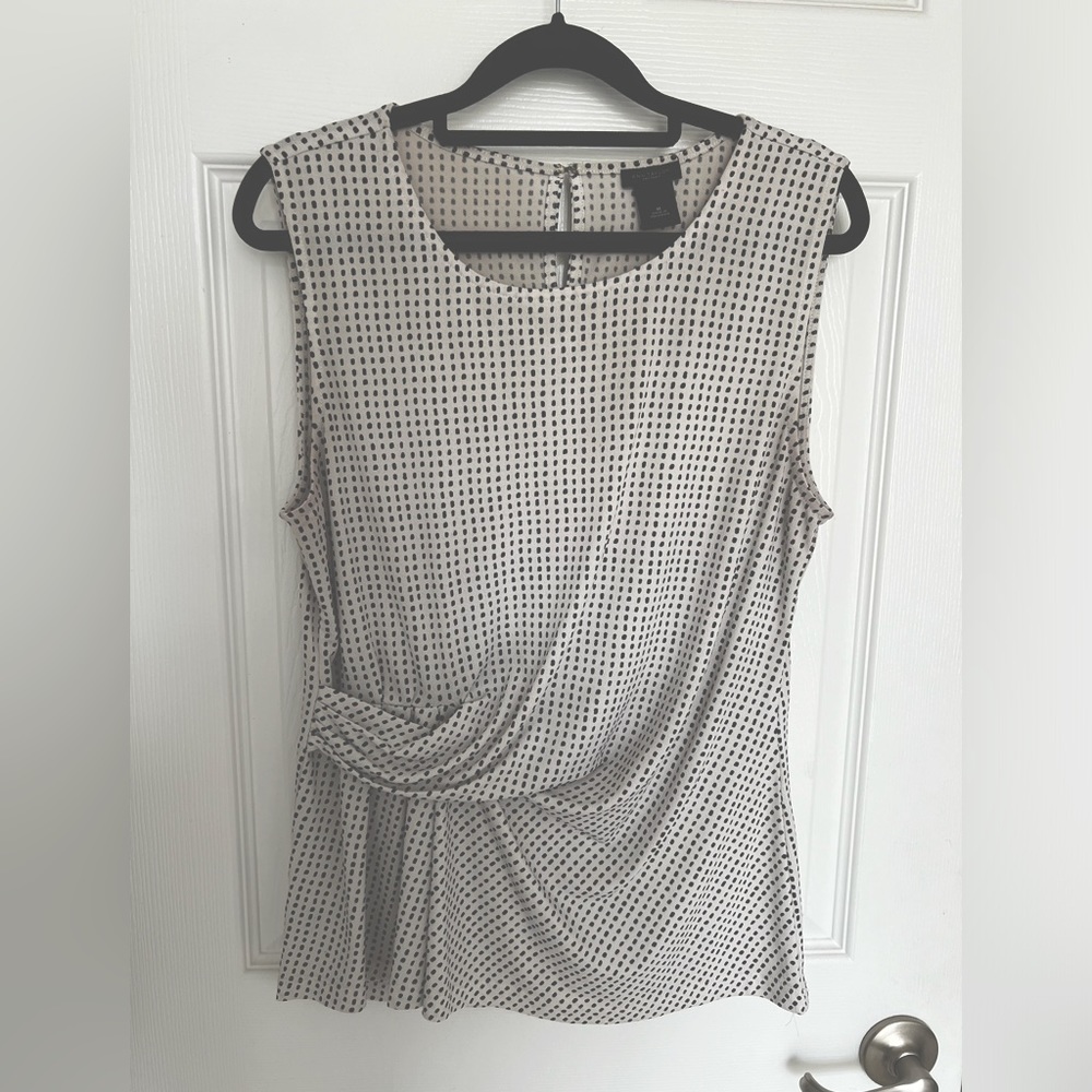 Ann Taylor white polka dot cinch top